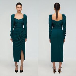 Self Portrait Iris Midi Blue Green Dress Teal Size 6